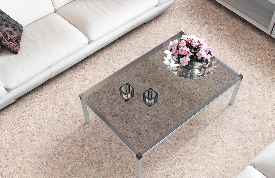 Пробковый пол клеевой Corkstyle Eco Сork P999 Creme 915×305×6 фото в интерьере